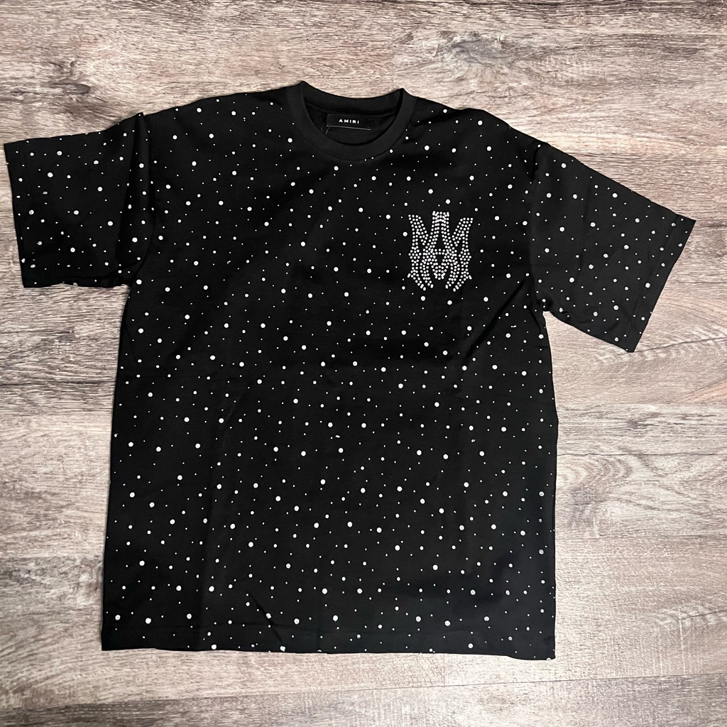 Mike Amiri Men's Black Bedaddled Short Sleeve Tee Xl * New W/Tags